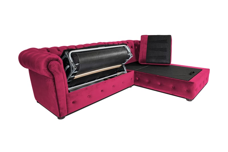 Chesterfield Kristin Bäddsoffa m. Divan - cerise - Bäddsoffa - Bäddsoffa divan