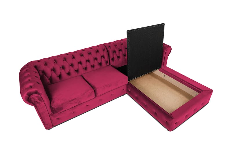 Chesterfield Kristin Bäddsoffa m. Divan - cerise - Bäddsoffa - Bäddsoffa divan