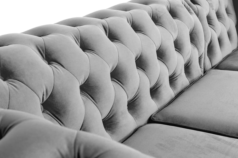 Chesterfield Kristin Bäddsoffa m. Divan - Grå - Bäddsoffa - Bäddsoffa divan