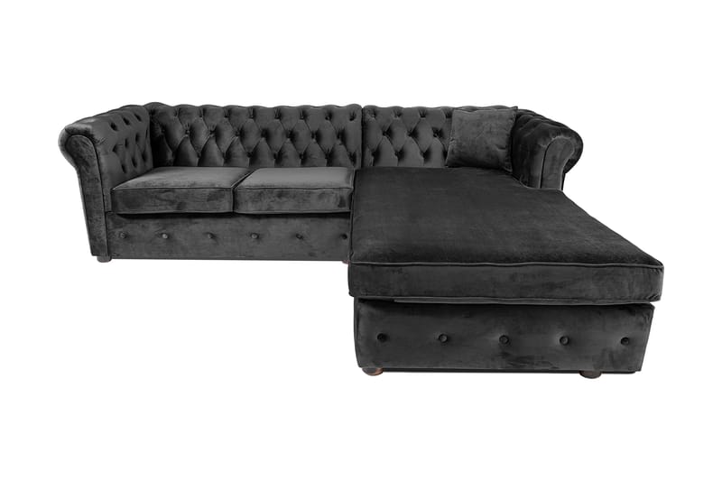 Chesterfield Kristin Bäddsoffa m. Divan - Mörkgrå - Bäddsoffa - Bäddsoffa divan