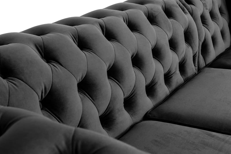 Chesterfield Kristin Bäddsoffa m. Divan - Mörkgrå - Bäddsoffa - Bäddsoffa divan