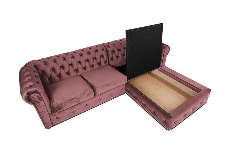 Chesterfield Kristin Bäddsoffa m. Divan - Rosa - Bäddsoffa - Bäddsoffa divan