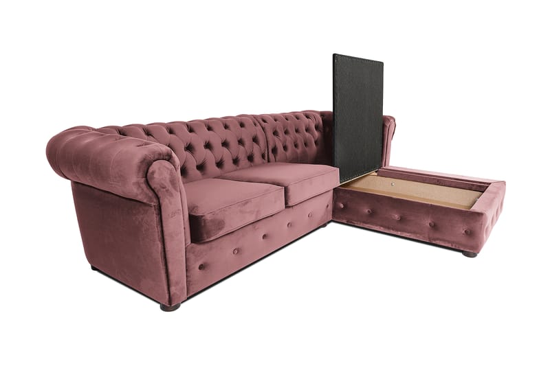 Chesterfield Kristin Bäddsoffa m. Divan - Rosa - Bäddsoffa - Bäddsoffa divan