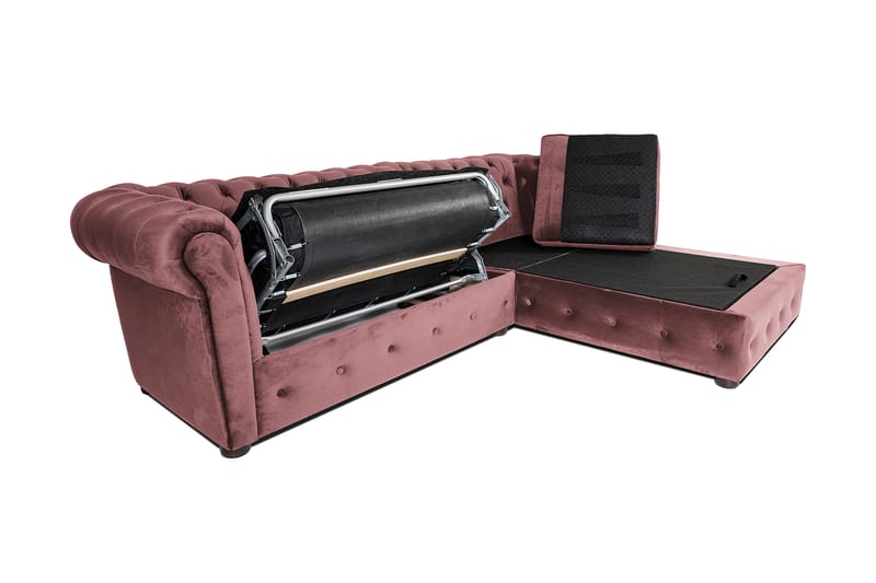 Chesterfield Kristin Bäddsoffa m. Divan - Rosa - Bäddsoffa - Bäddsoffa divan