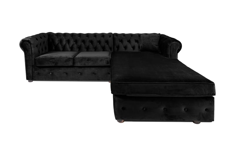 Chesterfield Kristin Bäddsoffa m. Divan - Svart - Bäddsoffa - Bäddsoffa divan