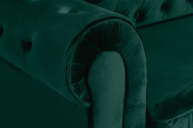 Chesterfield Lyx 3-sits Framåtbäddad bäddsoffa i sammet - Mörkgrön / Grön - M öbler - Soffa - Bäddsoffa