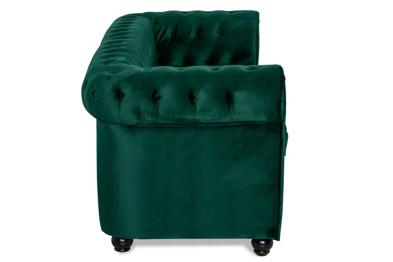 Chesterfield Lyx 3-sits Framåtbäddad bäddsoffa i sammet - Mörkgrön / Grön - Möbler - Soffa - Bäddsoffa