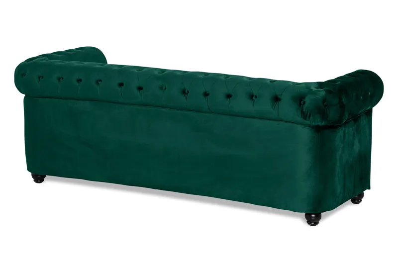 Chesterfield Lyx 3-sits Framåtbäddad bäddsoffa i sammet - Mörkgrön / Grön - Möbler - Soffa - Bäddsoffa