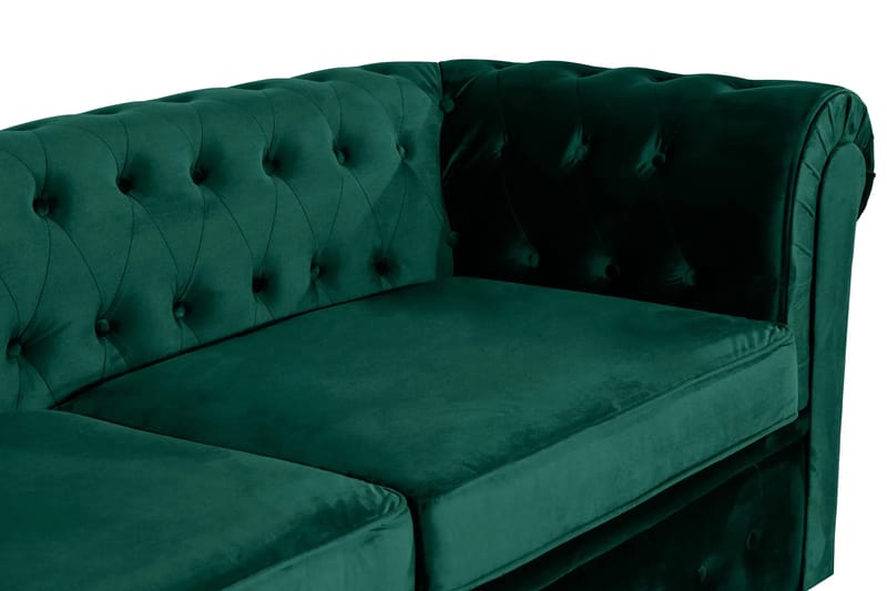 Chesterfield Lyx 3-sits Framåtbäddad Bäddsoffa med HVILA Bäddmadrass 140x200 cm Polyesterskum Vändbar Sommar & Vintersida och Tvättbar klädsel - Grön/Vit - Möbler - Soffa - Bäddsoffa - Bäddsoffa 3 sits