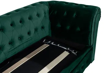 Chesterfield Lyx 3-sits Framåtbäddad Bäddsoffa med HVILA Bäddmadrass 140x200 cm Polyesterskum med Tvättbar klädsel - Grön - Möbler - Soffa - Bäddsoffa