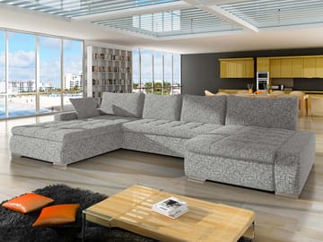 Cillo 5-sits U-formad bäddsoffa med dubbeldivan - grå - Möbler - Soffa - Bäddsoffa