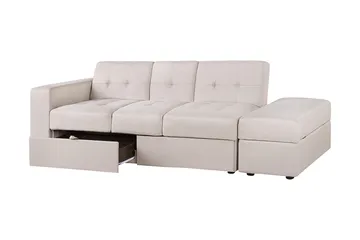 Citlalic 3-sits Längsbäddad Bäddsoffa 90x210 cm med Förvaring i Tyg - Beige - Möbler - Soffa - Bäddsoffa
