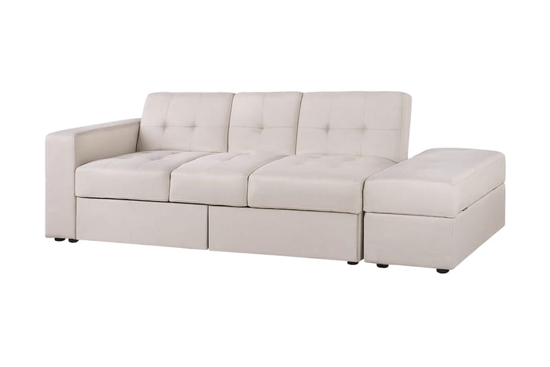 Citlalic 3-sits Längsbäddad Bäddsoffa 90x210 cm med Förvaring i Tyg, Beige