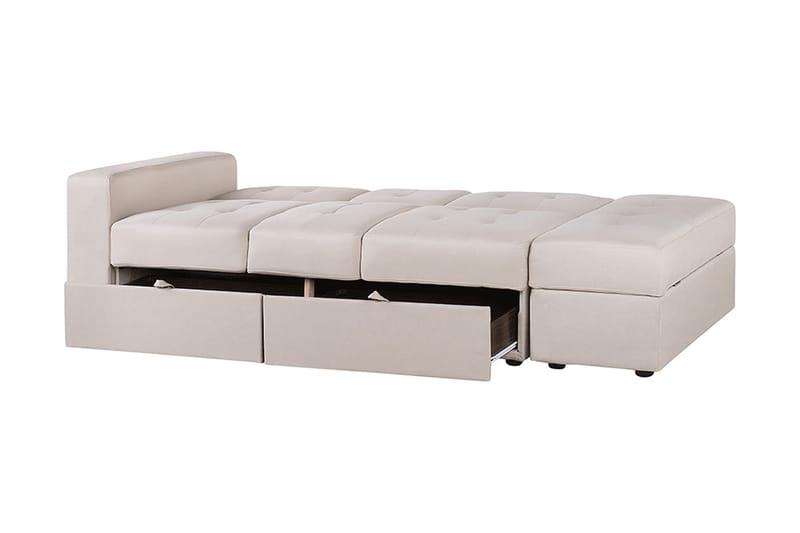 Citlalic 3-sits Längsbäddad Bäddsoffa 90x210 cm med Förvaring i Tyg - Beige - Möbler - Soffa - Bäddsoffa