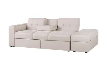 Citlalic 3-sits Längsbäddad Bäddsoffa 90x210 cm med Förvaring i Tyg - Beige - Möbler - Soffa - Bäddsoffa