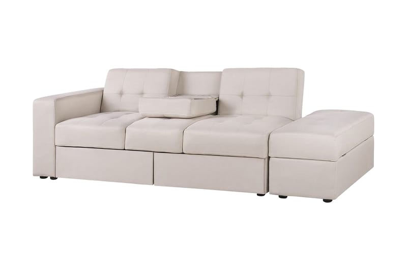 Citlalic 3-sits Längsbäddad Bäddsoffa 90x210 cm med Förvaring i Tyg - Beige - Möbler - Soffa - Bäddsoffa