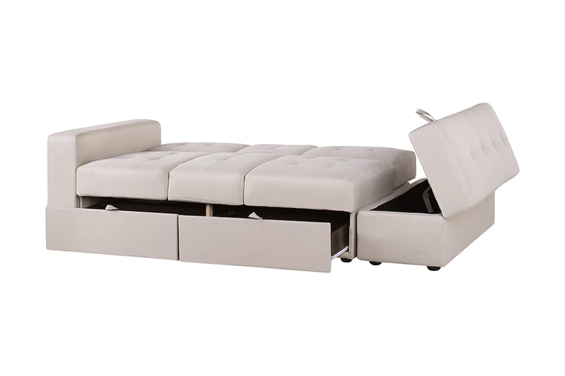 Citlalic 3-sits Längsbäddad Bäddsoffa 90x210 cm med Förvaring i Tyg - Beige - Möbler - Soffa - Bäddsoffa