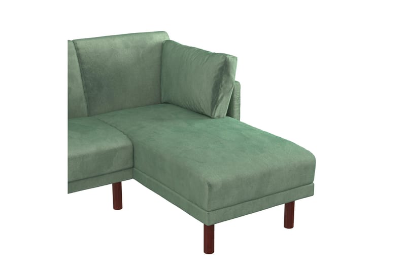 Clair 3-sits Bäddsoffa med Schäslong Ställbar Sammet/Grön/Tr - Dorel Home - Möbler - Soffa - Bäddsoffa - Längsbäddad bäddsoffa