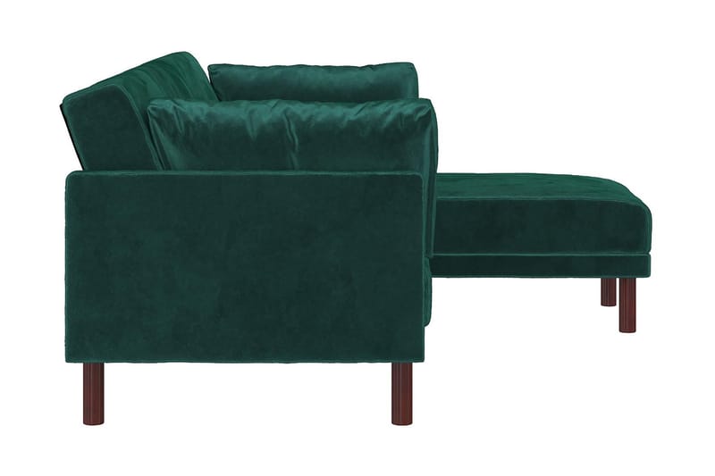Clair 3-sits Bäddsoffa med Schäslong Ställbar Sammet/Grön/Tr - Dorel Home - Möbler - Soffa - Bäddsoffa - Längsbäddad bäddsoffa