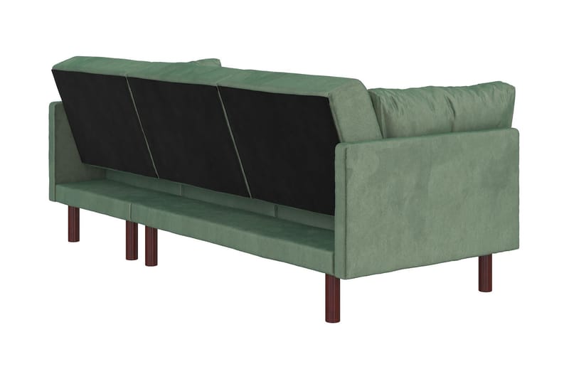 Clair 3-sits Bäddsoffa med Schäslong Ställbar Sammet/Grön/Tr - Dorel Home - Möbler - Soffa - Bäddsoffa - Längsbäddad bäddsoffa
