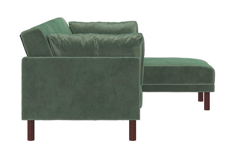 Clair 3-sits Bäddsoffa med Schäslong Ställbar Sammet/Grön/Tr - Dorel Home - Möbler - Soffa - Bäddsoffa - Längsbäddad bäddsoffa