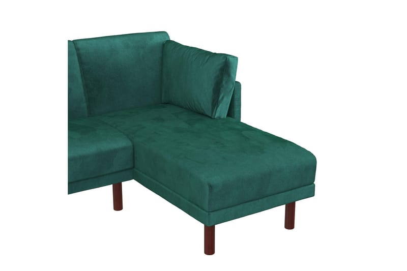 Clair 3-sits Bäddsoffa med Schäslong Ställbar Sammet/Grön/Tr - Dorel Home - Möbler - Soffa - Bäddsoffa - Längsbäddad bäddsoffa