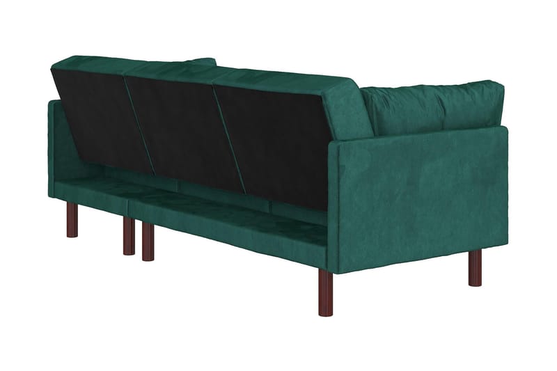 Clair 3-sits Bäddsoffa med Schäslong Ställbar Sammet/Grön/Tr - Dorel Home - Möbler - Soffa - Bäddsoffa - Längsbäddad bäddsoffa