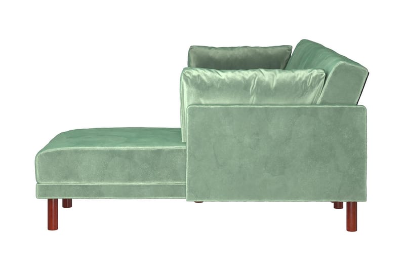 Clair 3-sits Bäddsoffa med Schäslong Ställbar Sammet/Grön/Tr - Dorel Home - Möbler - Soffa - Bäddsoffa - Längsbäddad bäddsoffa