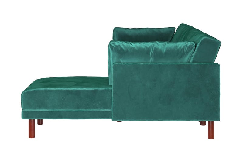 Clair 3-sits Bäddsoffa med Schäslong Ställbar Sammet/Grön/Tr - Dorel Home - Möbler - Soffa - Bäddsoffa - Längsbäddad bäddsoffa