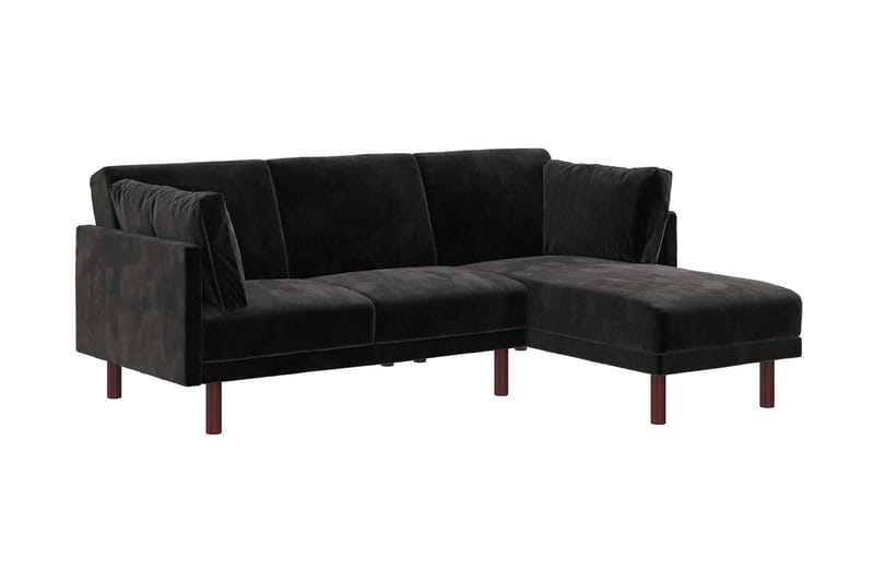 Clair 3-sits Bäddsoffa med Schäslong Ställbar Sammet/Svart/T - Dorel Home - Sammetssoffa - Bäddsoffa