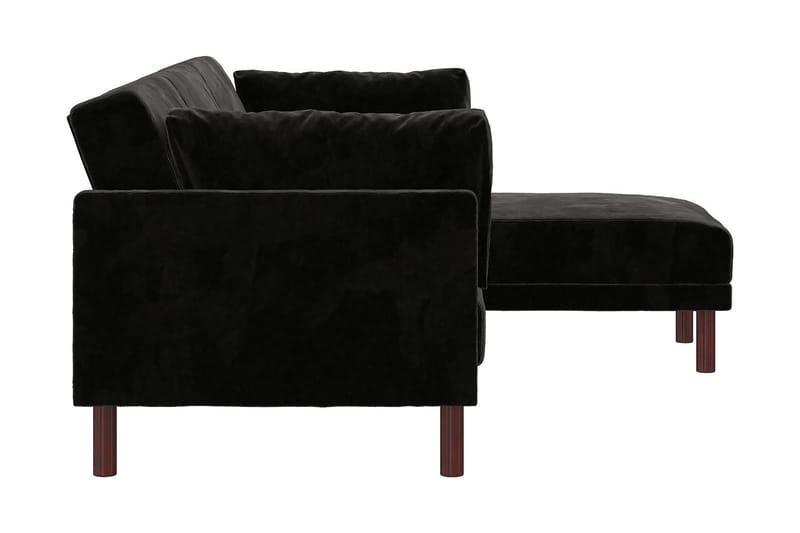 Clair 3-sits Bäddsoffa med Schäslong Ställbar Sammet/Svart/T - Dorel Home - Sammetssoffa - Bäddsoffa