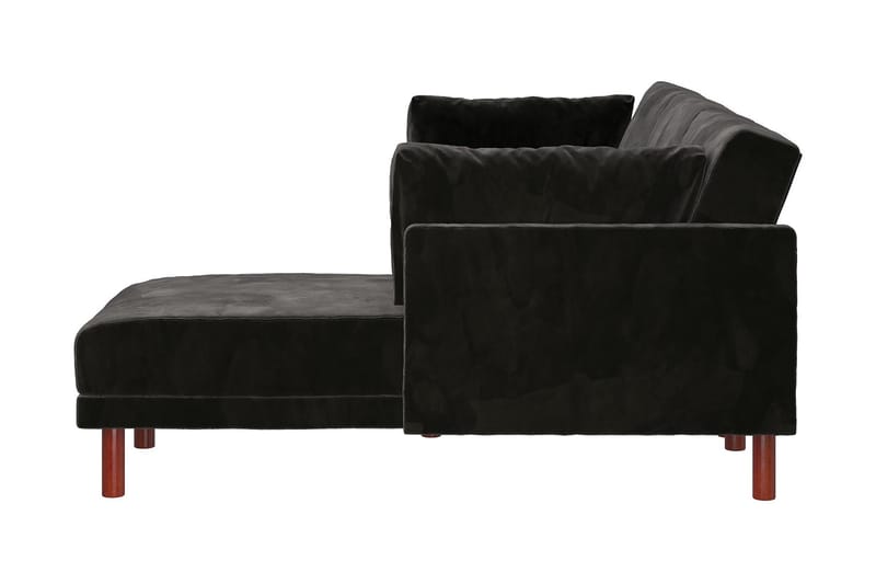 Clair 3-sits Bäddsoffa med Schäslong Ställbar Sammet/Svart/T - Dorel Home - Sammetssoffa - Bäddsoffa