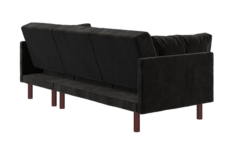 Clair 3-sits Bäddsoffa med Schäslong Ställbar Sammet/Svart/T - Dorel Home - Sammetssoffa - Bäddsoffa