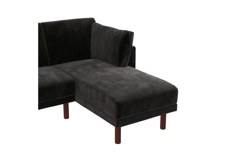 Clair 3-sits Bäddsoffa med Schäslong Ställbar Sammet/Svart/T - Dorel Home - Sammetssoffa - Bäddsoffa