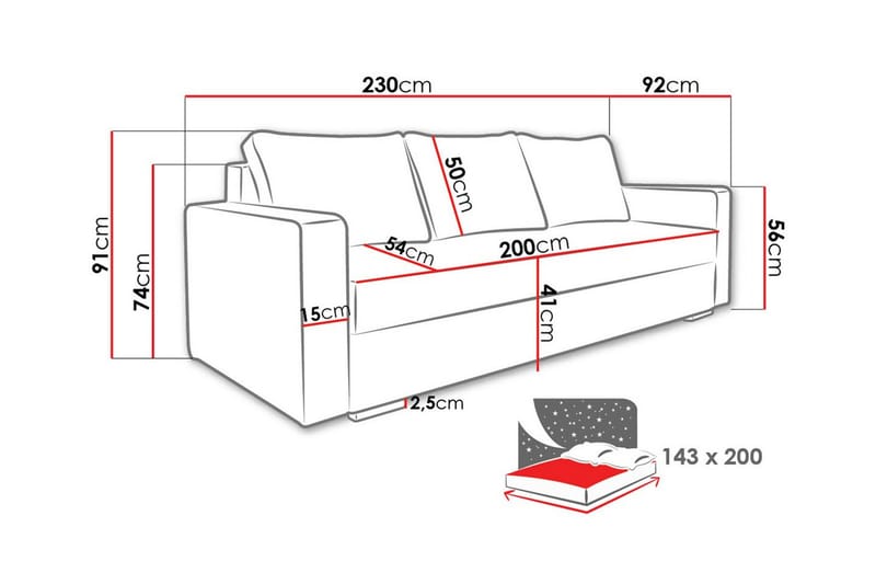 Clarina 3-sits Bäddsoffa - Vit - Bäddsoffa - Bäddsoffa 3 sits