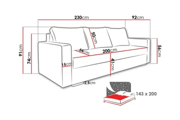 Clarina 3-sits Längsbäddad Bäddsoffa 143x200 cm med Förvaring i Sammet - Grön - Möbler - Soffa - Bäddsoffa