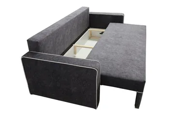 Clarina 3-sits Längsbäddad Bäddsoffa 143x200 cm med Förvaring i Sammet - Grön - Möbler - Soffa - Bäddsoffa