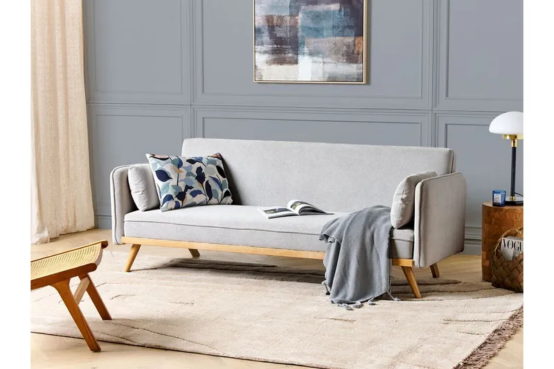 Clem Bäddsoffa 3-sits - Grå/Ljust trä - Möbler - Soffa - Bäddsoffa