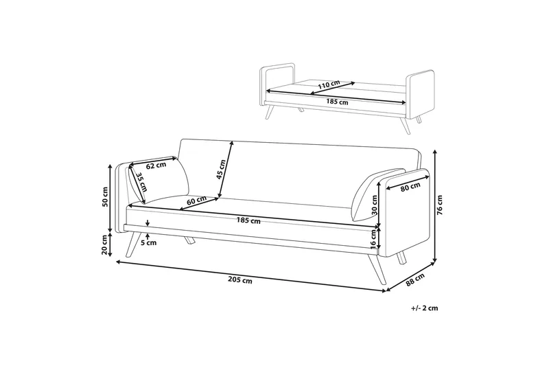 Clem Bäddsoffa 3-sits - Grå/Ljust trä - Möbler - Soffa - Bäddsoffa