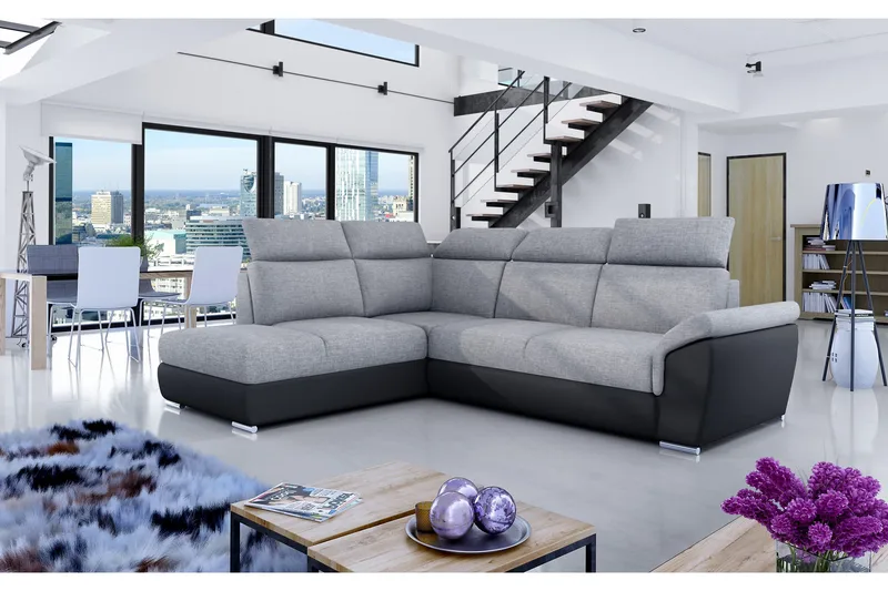 Coroniella Hörnbäddsoffa, Grå/Svart