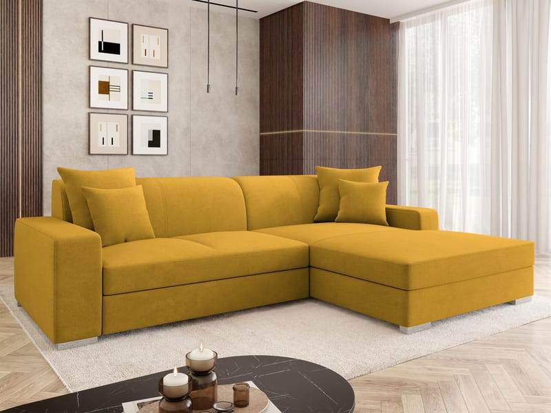 Corvik 3-sits Bäddsoffa med divan och förvaring - gul - Möbler - Soffa - Bäddsoffa