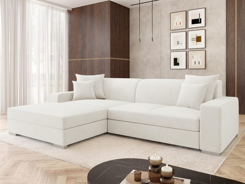 Corvik 3-sits Bäddsoffa med divan och förvaring - vit - Möbler - Soffa - Bäddsoffa