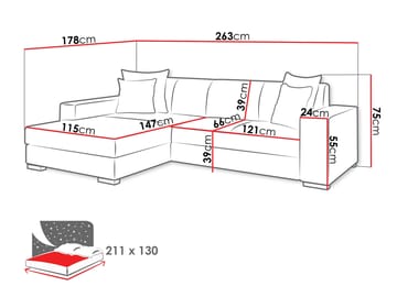 Corvik 3-sits Bäddsoffa med divan och förvaring - vit - Möbler - Soffa - Bäddsoffa
