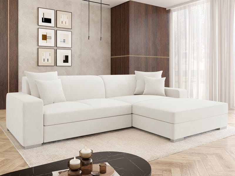 Corvik 3-sits Bäddsoffa med divan och förvaring - vit - Möbler - Soffa - Bäddsoffa