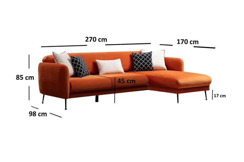 Crivaro Bäddsoffa med Divan Höger - Orange - Möbler - Soffa - Bäddsoffa