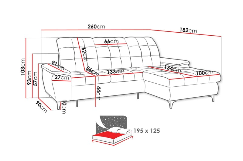 Crystalina Bäddsoffa med Divan 3-sits - Beige - Möbler - Soffa - Bäddsoffa
