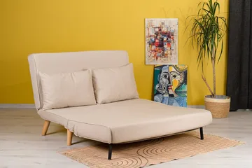 Daigo 2-sits Fällbar Framåtbäddad Bäddsoffa 120x180 cm i Tyg - Beige - Möbler - Soffa - Bäddsoffa