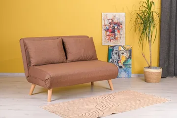 Daigo 2-sits Fällbar Framåtbäddad Bäddsoffa 120x180 cm i Tyg - Brun - Möbler - Soffa - Bäddsoffa
