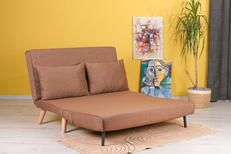 Daigo 2-sits Fällbar Framåtbäddad Bäddsoffa 120x180 cm i Tyg - Brun - Möbler - Soffa - Bäddsoffa