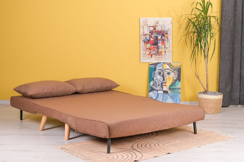 Daigo 2-sits Fällbar Framåtbäddad Bäddsoffa 120x180 cm i Tyg - Brun - Möbler - Soffa - Bäddsoffa